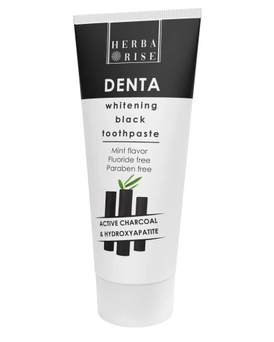 Избелваща паста за зъби с активен въглен и хидроксиапатит DENTA WHITENING BLACK